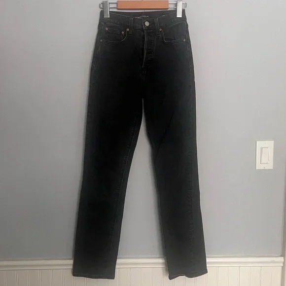 Aritzia Denim Forum The Arlo Hi-Rise Straight Jean Black Size 24 - Picture 3 of 11